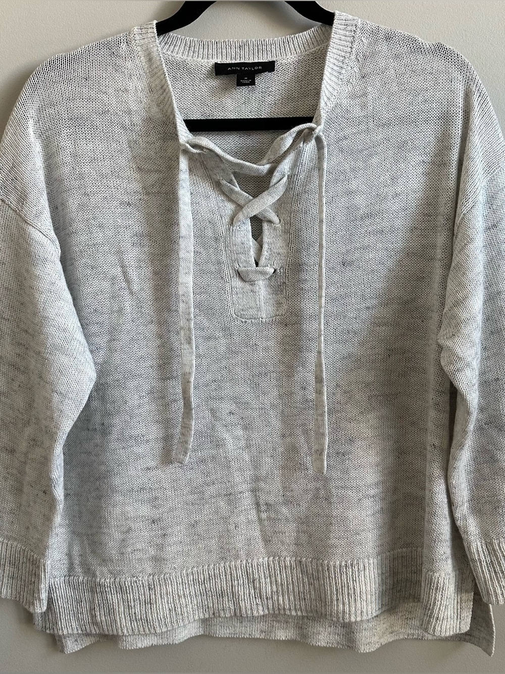 Ann Taylor light gray heathered knit sweater